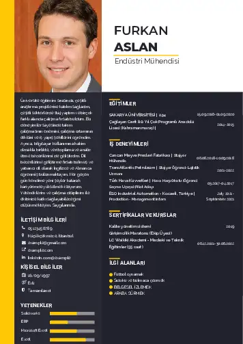 Endüstri Mühendisi CV Örnekleri cv indir